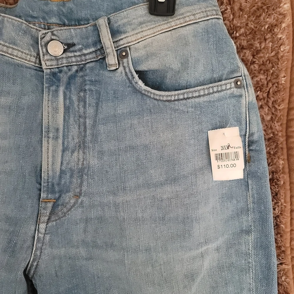 Acne Studio Light Blue Straight Leg Jeans with Subtle Fading | Size 28 X 32 - Picture 6 of 15